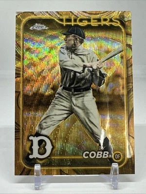 2024 Topps cromo dorado Ty Cobb #96 refractor onda dorada/75 Tigres Foto 1 de 2