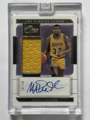 2021-22 Panini One And One Lakers Magic Johnson #JA-MJN Jersey Patch Auto /49 - Image 1 of 2