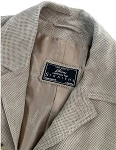 Brioni Mens Leather Jacket Perforated Coat XL Pure Bemberg Made in Italy Buttons - Picture 1 of 13