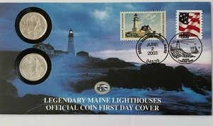Maine Lighthouses FDC W/ Uncirculated Lighthouse Quarters D & P - Picture 1 of 5
