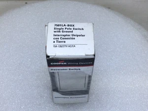 Cooper 7501LA-BOX 15 Amp 120/277V Single Pole Switch w/ Ground - Picture 1 of 8