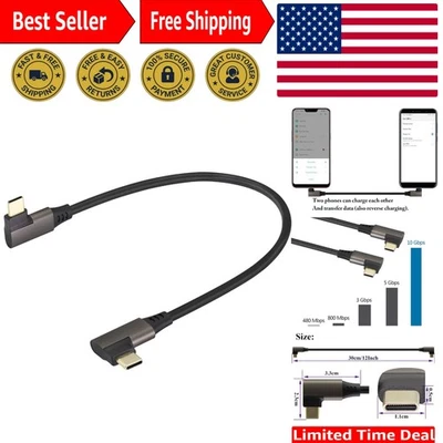 Cabo USB 3.1 Tipo C 90 Graus - 4K@60Hz, Carregamento Rápido, Extensão 0.3M - Imagem 1 de 4