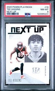 Camiseta Panini Playbook 2020 #NU-10 Higgin PSA 8 casi nueva = como nueva tarjeta de novato radiocontrol - Imagen 1 de 3