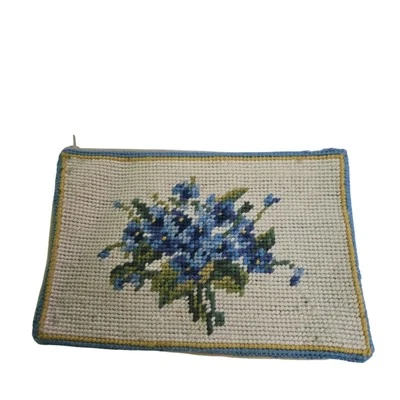 Vintage Needlepoint Zip Pouch Coin Purse 7.5"x5" - Image 1 of 4