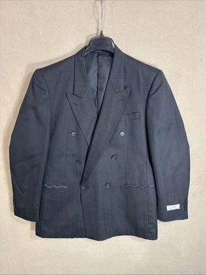Blazer NUEVO CON ETIQUETAS NOS Doble Pecho 6 Botones 42R Carbón De Colección Elegante A Rayas Foto 1 de 4