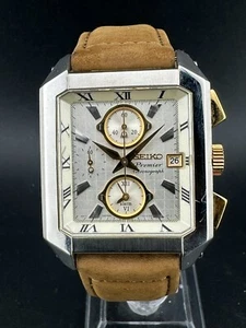 Seiko Premier Chronograph Men's Date Silver Dial Quartz Watch 36mm 7T62-0GE0 - Picture 1 of 12