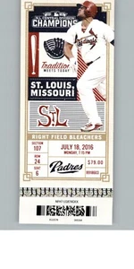 San Diego Padres vs St. Louis Cardinals 7/18/2016 Full Ticket - Matt Holliday . - Picture 1 of 2
