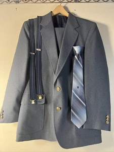 Vintage Haggar Suit - Coat, Pants, Tie, Suspenders & Tie Pin Very Nice *READ* - Picture 1 of 24