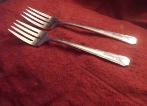 Oneida Community Silverplate Milady 2 Salad Forks Art Deco 1940 Vintage 72985 - Bild 1 von 5