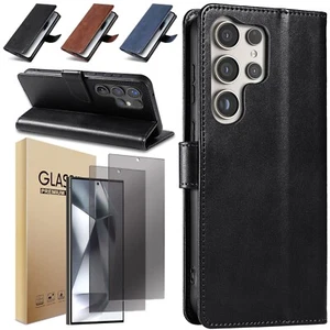 Custodia in pelle per Samsung Galaxy S24/S24+/Ultra/FE protezione schermo privacy - Foto 1 di 32