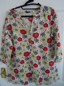 Laura Ashley floral print linen blouse size 12 - Picture 1 of 4