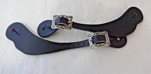 Pr Arnés Negro Cuero Correas Espuela Hombre Caballo Jeremiah Watt Hebillas Cuadradas  - Imagen 1 de 2