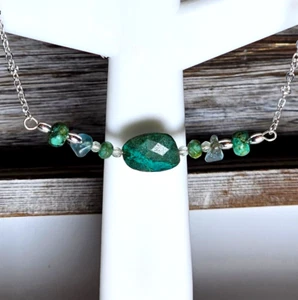 Collar de plata de ley crisocola verde turmalina turquesa envío gratuito - Imagen 1 de 5
