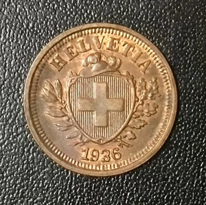 1936 SWITZERLAND ONE RAPPEN UNCIRCULATED COIN! - Picture 1 of 2