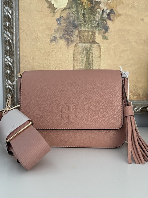 🔥Ready Supp🔥Tory Burch Thea Mini Web Crossbody Pink Moon