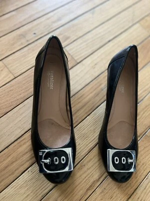 Туфли на каблуках Naturalizer N5 Comfort Sharon 2 дюйма черные запатентованные размер 8 пряжки из серебра - Изображение 1 из 4