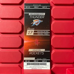 Boleto de la NBA Houston Rockets Oklahoma City Thunder Durant Harden diciembre de 2012 - Imagen 1 de 2