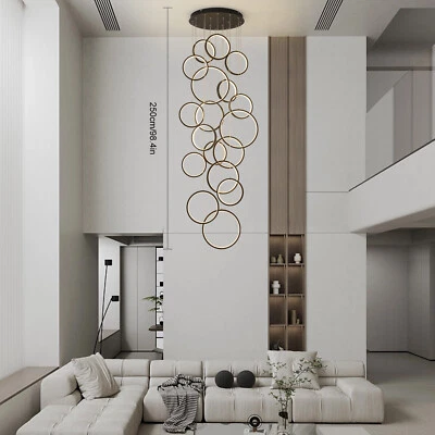 Lámpara de araña LED moderna, regulable con control remoto 18 anillos, ajustable Foto 1 de 4