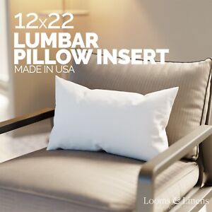 12 x 22" Lumbar Pillow Inserts Forms Down Alternative Boudoir Pillows USA Made