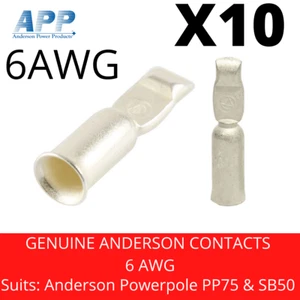 Genuine Anderson APP Contact SB50 PP75 50A/75A 6AWG Silver Plated X10 PACK - Picture 1 of 2