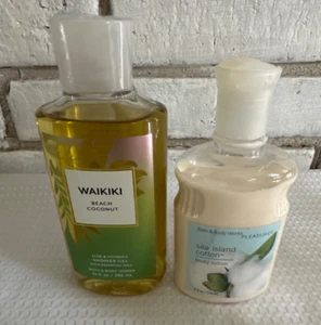 Nuevo WAIKIKI Beach Coco Gel de Ducha Baño Body Works & Sea Island Loción de Algodón - Imagen 1 de 7