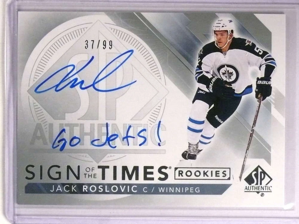 2017-18 Sp Authentic Sign Of Times Go Jets Jack Roslovic autograph rc #/99 - Image 1 of 1