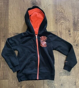 Nike Kyrie Irving Hoodie Unisex Boy Girl Youth Full Zip-Up Sz 7 Black Orange - Picture 1 of 6