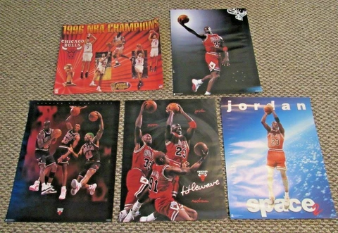 Lot of 5 Vintage Michael Jordan Chicago Bulls 16x20" Posters Pippen Rodman Cover