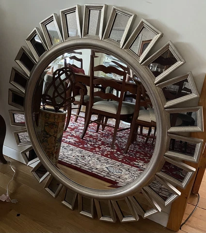 Ethan Allen Multi-Paned Round Mirror $760 Retail 40.75” Diameter Mint Cover