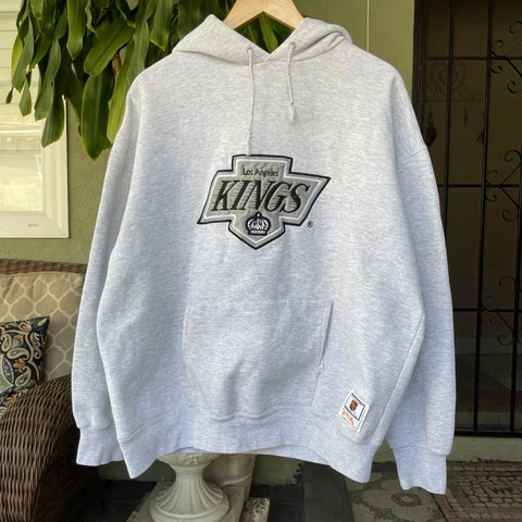 Vintage 90s Los Angeles Kings Hoodie Sweatshirt Size Large Nutmeg Mills Gray Cover