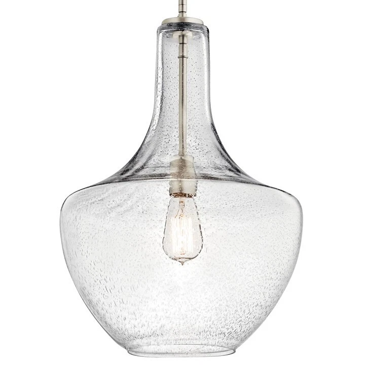 Kichler 42046NICS Everly 1-light 14" Wide Pendant With Seedy Glass Shade