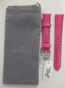Michele Authentic Geniune Leather 16mm RASPBERRY Watch Band Strap $80 +Pouch NWT - Picture 1 of 7
