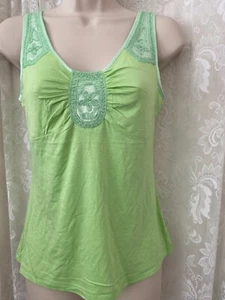 SURREALIST FREE LUNCH Tank Top beaded embellished NWOT SILK COTTON green - Picture 1 of 4
