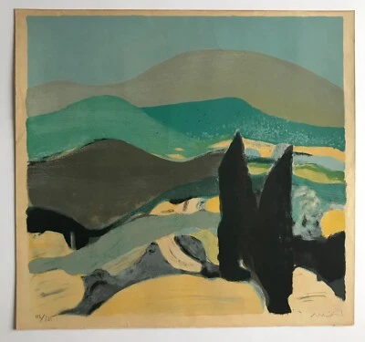 Roger MUHL, Paysage grassois. Lithographie originale signée au crayon Mourlot - Photo 1/4