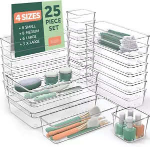 25 STCK. Klar Kunststoff Schubladen Organizer Set, 4 Größen Klar Schubladen Organizer & St - Bild 1 von 9
