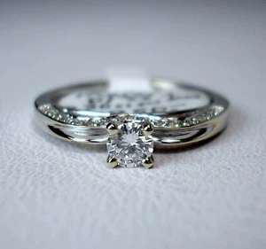 0.17 ct Round, 0.30 cttw Natural Diamonds 14K White Gold Ring Was $950 Video - Picture 1 of 11