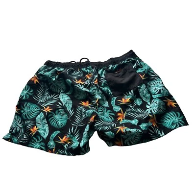 Burnside Negro Verde Tropical Hombre Bañador Board Shorts Verano Talla XL Foto 1 de 4