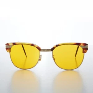 Yellow Lens Half Frame Vintage Sunglasses - True - Picture 1 of 3