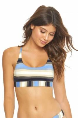 Top de natación de bikini halter deportivo con bandas a rayas PilyQ CANCUN, EE. UU. D Foto 1 de 4