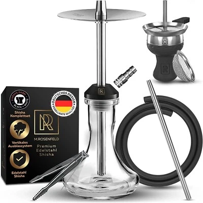 Shisha Set Komplett Wasserpfeife klein Edelstahl Steckverschluss Glas Bowl - Bild 1 von 4