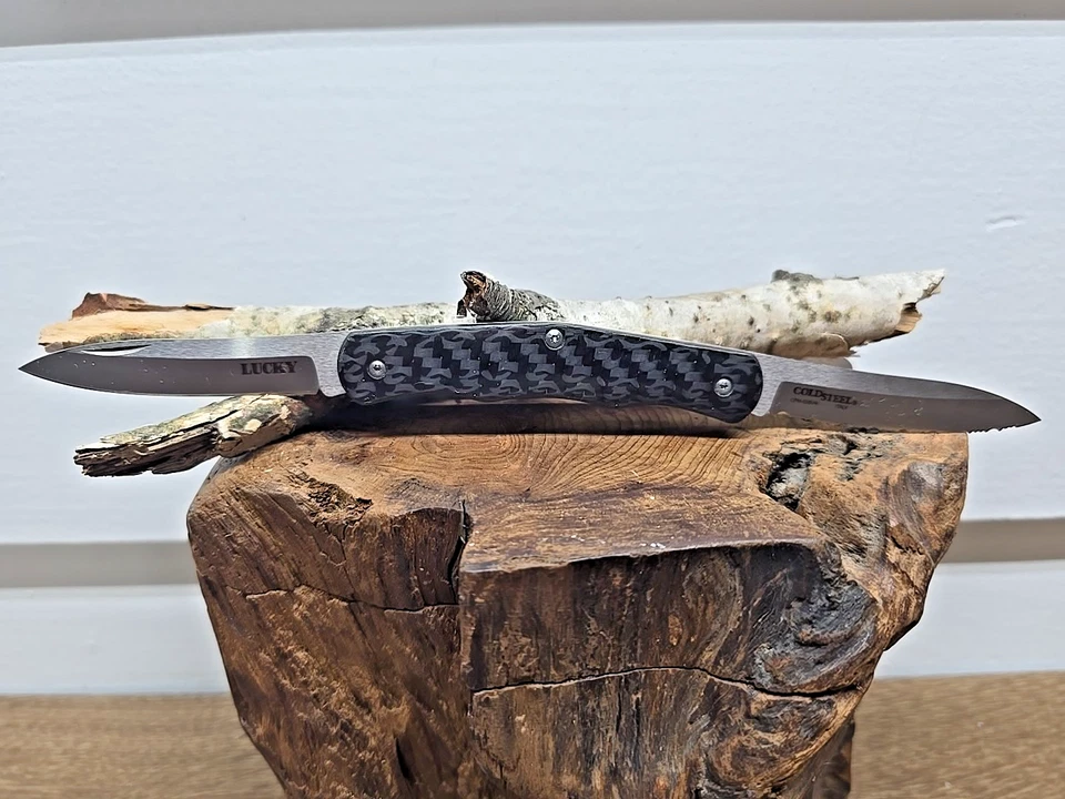 Cold Steel Lucky Pen Knife Knife 54VPN 2-5/8" 2 Blades S35VN Carbon Fiber Handle - Image 1 of 4
