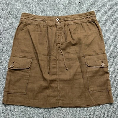 IZOD Mujer Falda Talla 10 Marrón Mezcla de Lino Cordón Bolsillos Carga Informal Foto 1 de 4