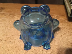 PLASTIC BLUE TRANSPARENT FROG PIGGY BANK / WRONGWAY052 - Picture 1 of 5
