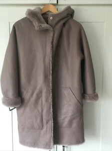 Sprung Freres Taupe Sheepskin Reversible Coat, brand new - Picture 1 of 11