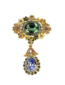 JAY STRONGWATER GORGEOUS JEWELED MILLE FIORI MALIA PIN BROOCH SWAROVSKI NEW BOX - Picture 1 of 5