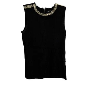 Blusa sin mangas para mujer White House Black Market negra sin mangas dorada perla S - Imagen 1 de 7