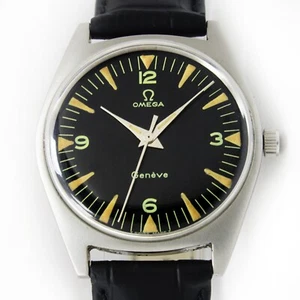 Vintage Omega Geneve Winding Black Dial Men Steel Watch C.1969 - Picture 1 of 13