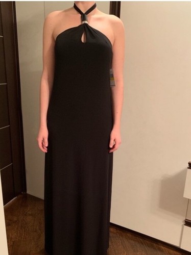 Michael Kors Vestito Maxi Donna Medio Nero Halter Lungo Senza Maniche I