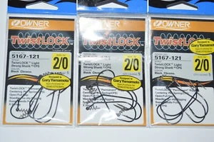 3 packs owner twistlock hooks 5167-121 black chrome 2/0 screw in yamamoto senko - Picture 1 of 3