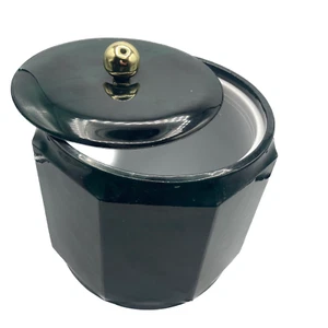 Insulated Ice Bucket w/Lid, Made in USA, Green Marble and Black, Vintage Barware - Picture 1 of 7